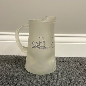 B.C Comic Vintage Retro Frosted Glass Pitcher Zot! 70s